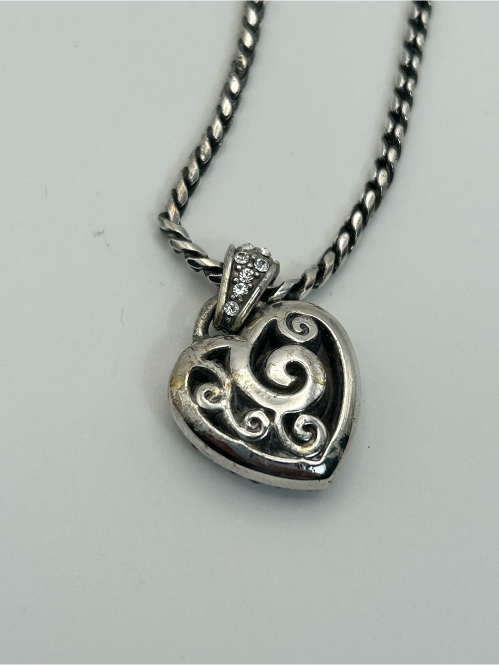Brighton Spread The Love Necklace 18" Pink Crystals Heart Pendant Silver Plated - Picture 7 of 11